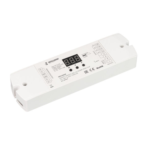 Arlight INTELLIGENT ARLIGHT Декодер SMART-DMX512-204-62-RGBW-RDM-SUF (12-48V, 4x350-1200mA) (IARL, IP20 Пластик, 5 лет) 037441