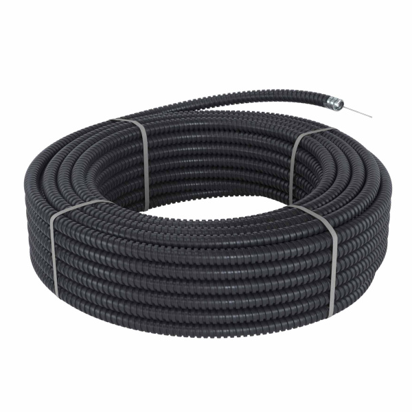 Купить DKC Металлорукав DN 20мм в герметичной ПВХ изоляции, Dвн 20,5 мм, Dнар 25,5, с протяжкой, 50 м, цвет чёрный