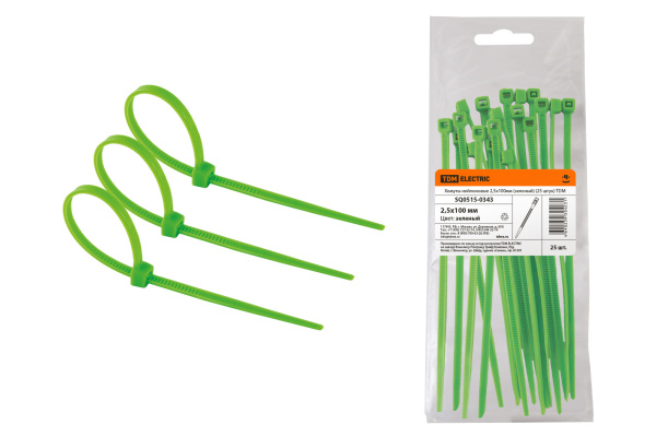 TDM Хомуты нейлоновые 2,5х100мм (зеленый) (25 штук) SQ0515-0343