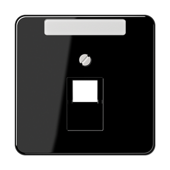 JUNG CD 500/CD plus Черная Накладка 1-ой наклонной ТЛФ/комп розетки с полем для надписи CD569-1NAUASW