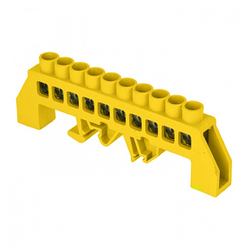 EKF PROxima Шина "0" РЕ (8х12мм) 10 отверстий латунь желтый нейлоновый корпус комбинированный