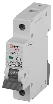Автоматический выключатель ЭРА PRO VA63-1P16C4.5 ВА47-63 1P 16А кривая C 4,5кА