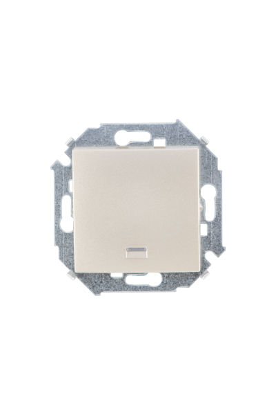 Купить Simon 15 Шампань Выключатель кнопочный с подсветкой, 16А, 250В, винт.зажим 1591160-034