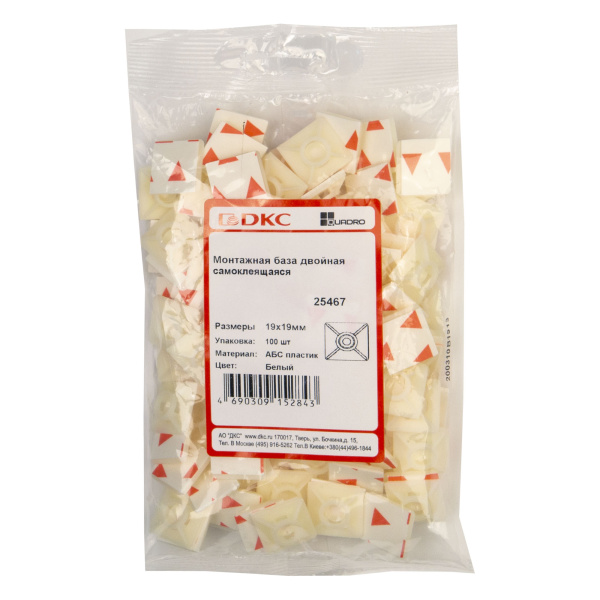 Купить DKC Монтажная база двойная самоклеящаяся, белая, 19х19