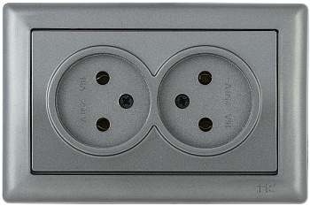 IEK РС20-1-0-БА Розетка 2-ая без з/к 10А BOLERO антрацит ERB20-K95-10