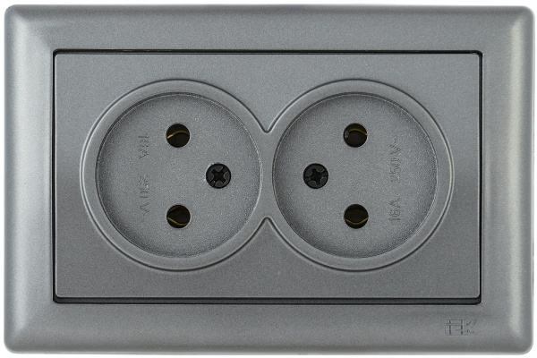 IEK РС20-1-0-БА Розетка 2-ая без з/к 10А BOLERO антрацит ERB20-K95-10