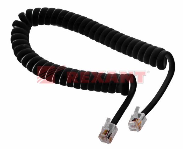 Купить Шнур витой трубочный 7М телефонный черный Rexant 18-2073