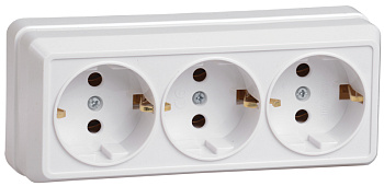 IEK OKTAVA Белый РС23-3-ОБ Розетка 3местн. с з/к 16А откр.уст.