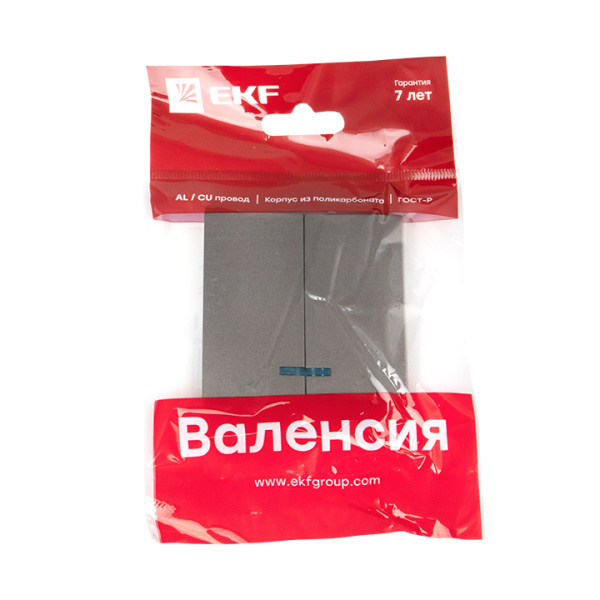 Купить EKF PROxima Валенсия лицевая панель выключателя 2-кл. с индикатором 10А графит