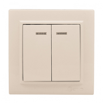 EKF Basic Минск Бежевый Выключатель 2-кл с индикатором, 10А, СП