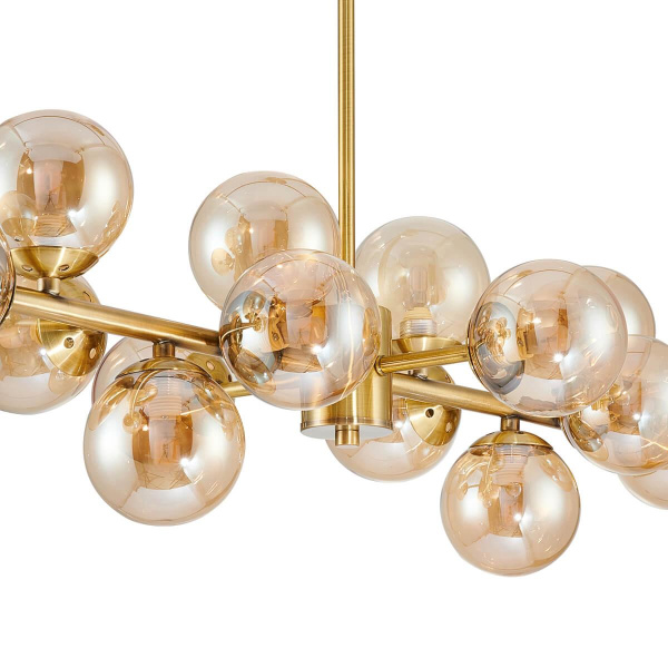 Купить Favourite 2649-14P подвесная люстра Каркас цвета латунь, плафоны из выдувного стекла янтарного цвета
