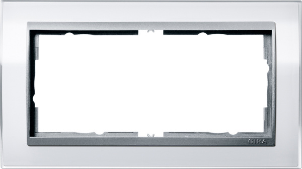 Gira Event Clear Бел.глянц./Алюминий Рамка 2-ая без перегородки 1002726