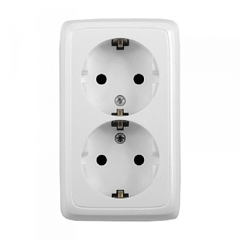 Hegel Альфа наруж Белая РА16-153 Розетка с/з двойная, с изол. пластиной