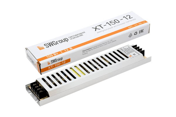 SWG Ультратонкий блок питания в металлическом корпусе, IP20, 150W, 12V XT-150-12