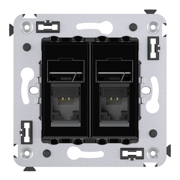 Купить DKC Компьютерная розетка RJ-45 в стену, кат.6 двойная,"Avanti", "Черный квадрат"