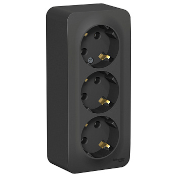 Systeme Electric Blanca наруж Антрацит Розетка 3-ая с/з без шторок 16А, 250В, изолир. пластина