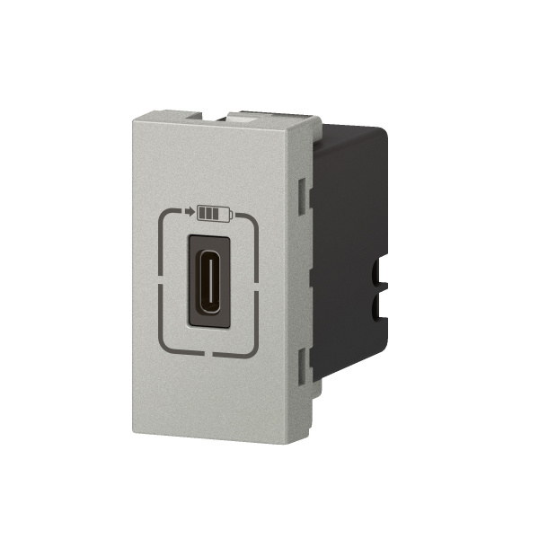 Legrand Розетка USB-C для зарядки - Программа Mosaic - 1 модуль - алюминий 079389