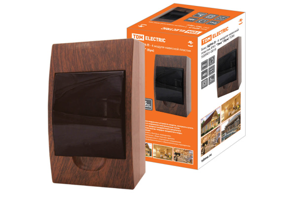 TDM Бокс ЩРН-П-4модуля навесной пластик IP41 "Эко" (бук) SQ0901-0019