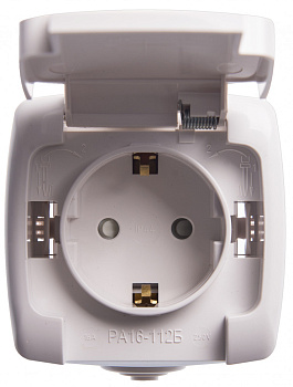 SE Wessen Рондо наруж Бел Розетка с/з с защитными шторками 16А, IP44 RA16-112B-BI