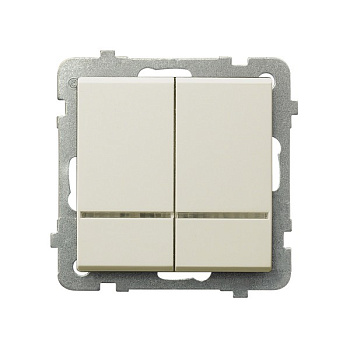 Ospel Sonata Бежевый Выключатель 2-клавишный с подсветкой, без рамки ŁP-2RS/m/27