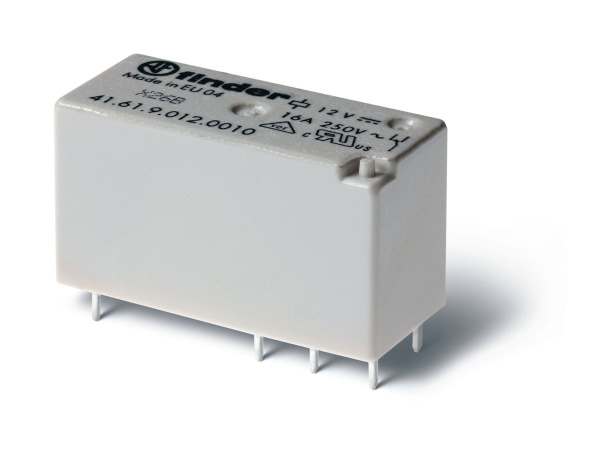 Finder Низкопрофильное миниатюрное электромеханическое реле; монтаж на печатную плату; выводы с шагом 5мм; 1CO 16A; Контакты AgSnO2; 2 бистабильные ка 416160124016