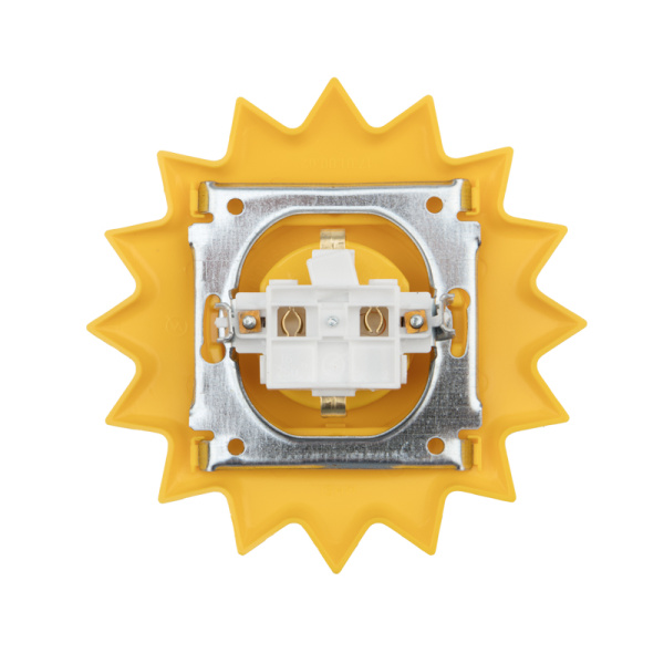 Купить Kranz Розетка одноместная HAPPY с/у, с заземлением и защитными шторками Солнце, желтая KR-78-0813