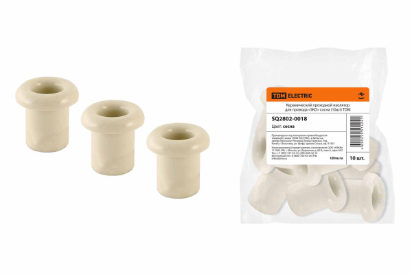 TDM Керамический проходной изолятор для провода «ЭКО» сосна (10шт) SQ2802-0018