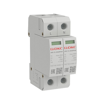 DKC УЗИП, тип 2, 2 полюса, Imax 40kA, со сменным модулем, Un 440V