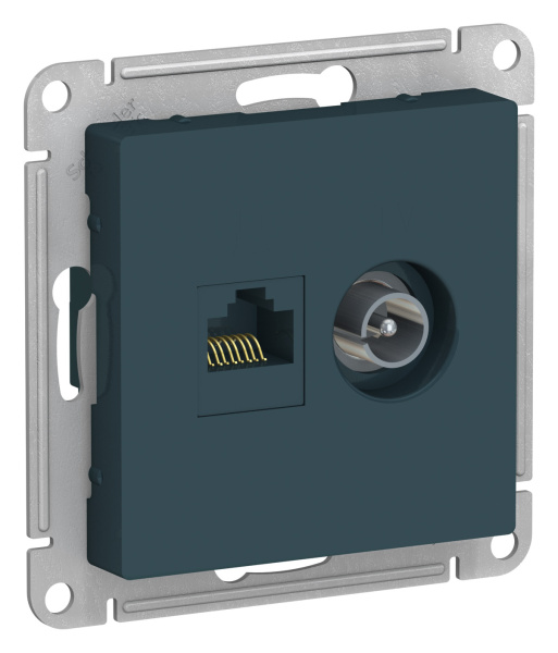 Купить Systeme Electric AtlasDesign Изумруд Розетка двойная комп+ТВ, RJ45+TV, кат.5E, механизм