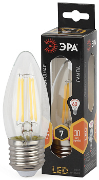 ЭРА F-LED B35-7W-827-E27 (филамент, свеча, 7Вт, тепл, E27)