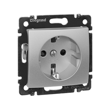 Legrand Valena Алюминий Розетка 1-ая с/з с защитными шторками 770121