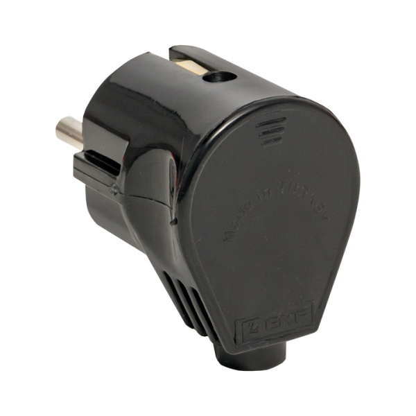 Купить Вилка угловая усиленная с/з черная 16А 250В EKF Proxima EKF