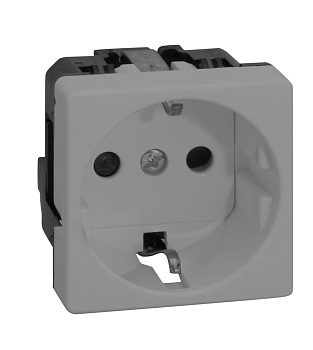Simon 27 Мех Серая Розетка 2к+з Schuko с шторками, винтовой зажим, 10/16А 250V 27472-67