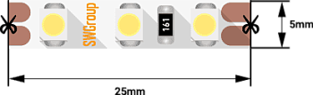 SWG Лента светодиодная стандарт 3528, 120 LED/м, 9,6 Вт/м, 12В , IP20, Цвет: Холодный белый SWG3T120-12-9.6-CW