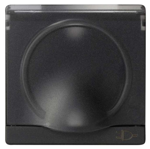 Simon 82 Графит Накладка розетки 1-ая с/з с крышкой 82090-38