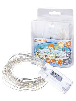 TDM Гирлянда светодиодная "Роса20" 20LED, 2м, 3000К, 2хАА, SQ0361-0051