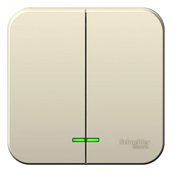 Systeme Electric Blanca наруж Молочный Выключатель 2-клавишный с подсветкой 10А, 250B, изолир. пластина