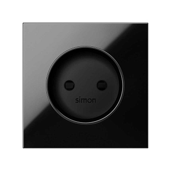 Simon 100 Черный глянец Накладка розетки без заземления 10000040-138