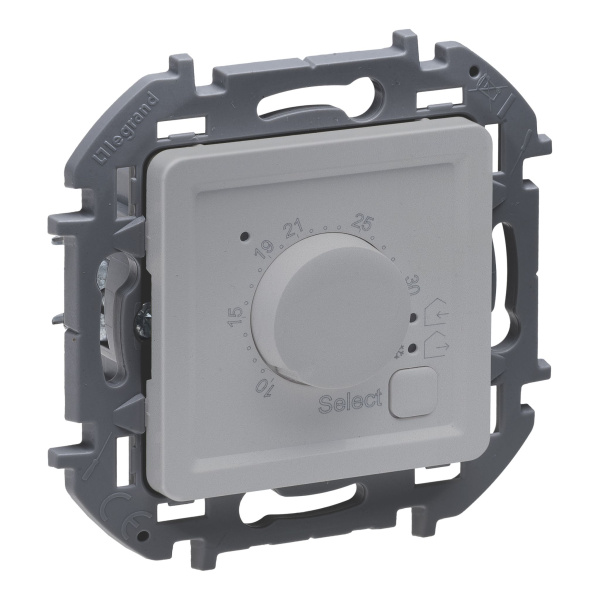 Купить Legrand INSPIRIA Алюминий Термостат с внешним датчиком для тёплых полов 673812