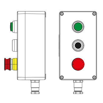 DKC Взрывозащищенный пост управления из полиэстера CPE-P-04-(1xLG(250)-1xP1B(11)-1xP6E(11))-1xKH2MHK(C)1Ex d e IIC Т5 Gb / Ex tb IIIC T95°C Db IP66/КЗ