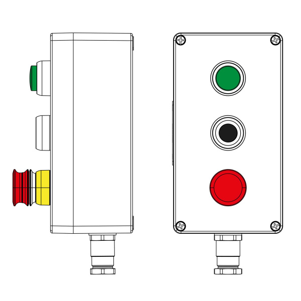 DKC Взрывозащищенный пост управления из полиэстера CPE-P-04-(1xLG(250)-1xP1B(11)-1xP6E(11))-1xKH2MHK(C)1Ex d e IIC Т5 Gb / Ex tb IIIC T95°C Db IP66/КЗ