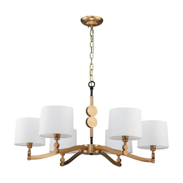 Купить Favourite 2624-6P подвесная люстра Каркас цвета латунь, плафоны из белого шелка