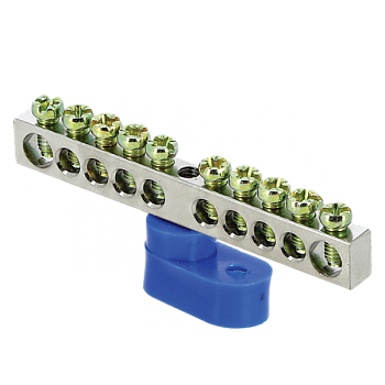 EKF PROxima Шина "0" N (6x9мм) 10 отв. цинк синий угловой изолятор