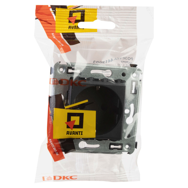 Купить DKC Розетка в стену, 2P+E, с з/ш, "Avanti", "Черный матовый"