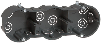 IEK Коробка КМ40009 установочная 3х местная для твердых стен 212х70х45 (с саморезами)