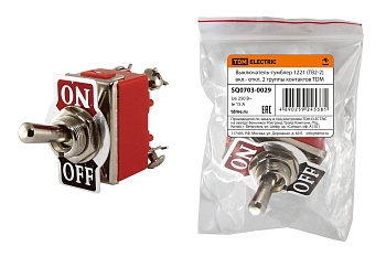 TDM Выключатель-тумблер 1221 (ТВ2-2) вкл.- откл. 2 группы контактов SQ0703-0029