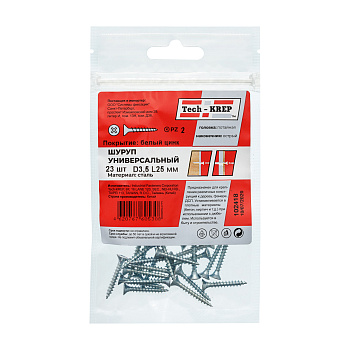Tech-Krep Саморез ШУц 3,5х25 пот. гол. (23 шт) - пакет 102418