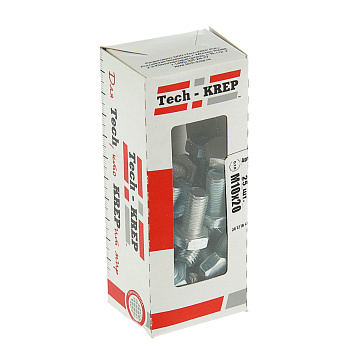 Tech-Krep Болт DIN933 с шестигранной головкой оцинк. М10х20 (25 шт) - коробка с ок. Tech-K 105214