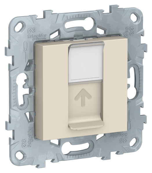 SE Unica New Беж Розетка компьютерная, RJ45, одиночная кат. 6 UTP NU541544