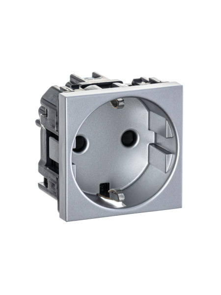 Купить ABB NIE Zenit Серебро Розетка с/з с защитными шторками, винт. зажим, 2 мод 2CLA228800N1301